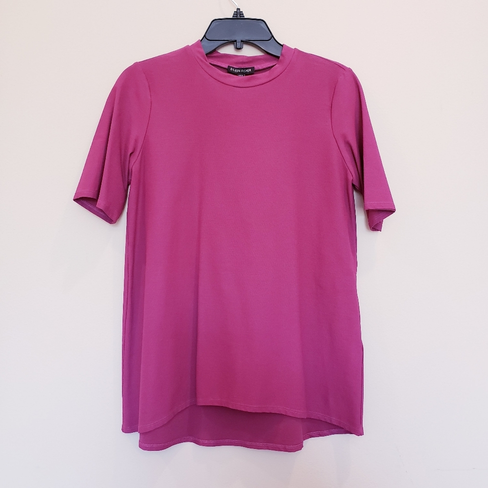 EILEEN FISHER Mock Neck Short Sleeve Oversized Top